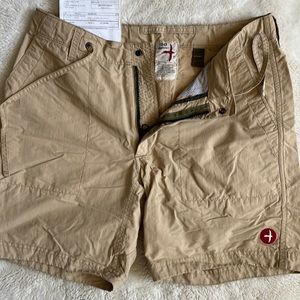 New Relwen Mens Drawstring Paddle Hybrid Short - 7" - Exclusive. Size 30. Khaki